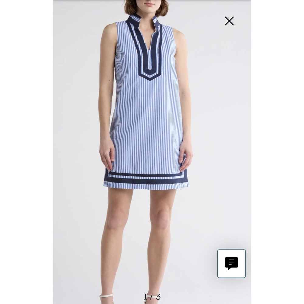 Eliza J Stripe Sleeveless Cotton Shift Dress Size 6 Vacation Summer Preppy